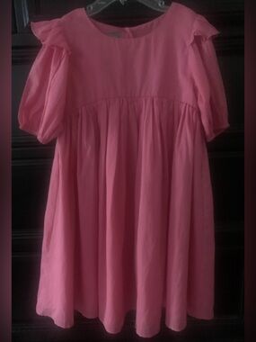 Pastourelle Pink Ruffle Sleeve Girls Casual Dress
